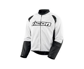 White Black ~ Icon Hooligan 2 Etched Mesh Textile Motorcycle Jacket