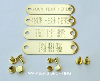 BRASS TAG NAME PLATE FOR DOG COLLAR WITH 3 SET RIVET PET ID