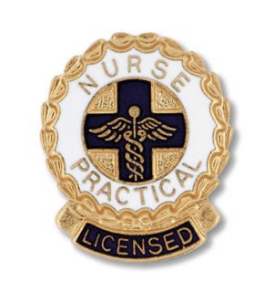LPN Licensed Practical Nurse Wreath Blue Emblem Pin NIB
