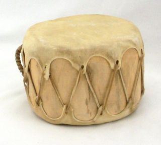Native American Handmade Wooden Hand Drum Hollowed Log & Leather