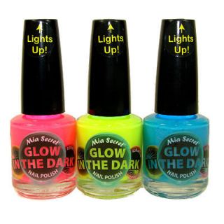   Glow In The Dark Nail Lacquer Polish Neon Hot Pink, Yellow, Blue