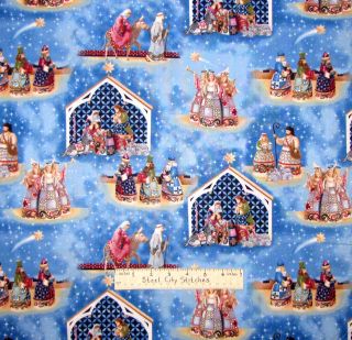 Christmas Nativity Noel Jesus Mary Joseph Cotton Fabric Quilting 