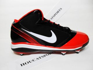 New Mens Nike Air Flashpoint D 3/4 Football Cleats Black & Red tool
