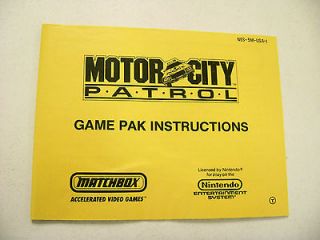 MOTOR CITY PATROL by MATCHBOX Nintendo NES Instruction Manual Only