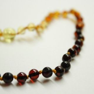 LUXURY Polished Round Style Baltic Amber Rainbow Teething Necklace