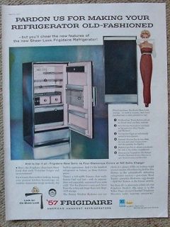 Newly listed 1957 AD PRINT Sleek Refrigerator   New Pink   Inside