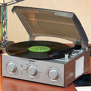   Speed Stereo Vinyl Record Turntable + AM/FM Receiver, 2 Speakers