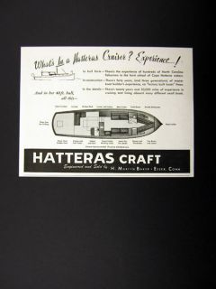 Hatteras Craft 40 ft Cruiser Motor Yacht 1947 print Ad advertisement