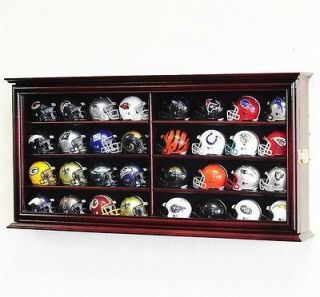 32 Pocket Pro Mini Helmet Display Case Cabinet w/32 NFL Mini Helmets 