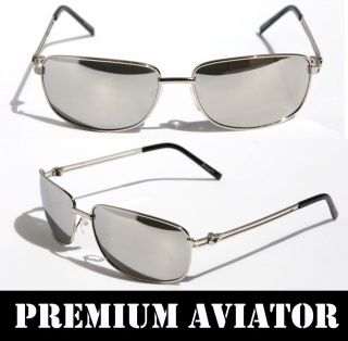 Mens Premium Rectangle Aviator Sunglasses metal frame Insignia Vegas 