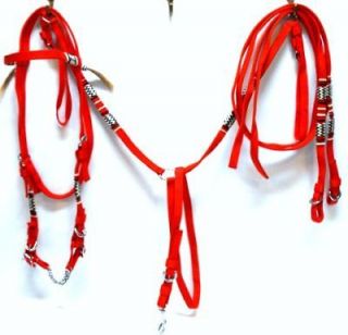  Nylon w/ Braided Rawhide Draft Horse Bridle and Breast Harness Horse 