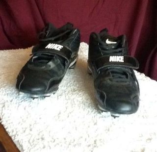 Mens NIKE FOOTBALL CLEATS SHOES SIZE 9 BLACK AND WHITE WITH BLUE 