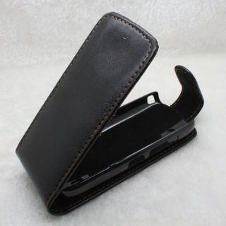 Black Flip Leather Case Cover Pouch For Nokia Asha 300