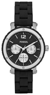 New Fossil BQ9408 Black Silicone Wrapped Ladies Watch