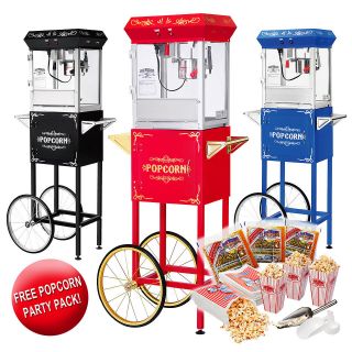 GNP Foundation Popcorn Machine Popcorn Popper w/Cart 4 Ounce Red Black 