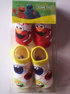Sesame Street Crib Shoes/Booties/​Two Pair Sz 0 12 Mos Elmo /Cookie 