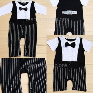   Baby Boy Tuxedo Costume Short or Long Sleeves Onepieces 3 18 months