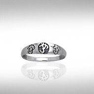 Sterling Silver .925 Triple Om Ohm Aum Ring Sizes 5 15