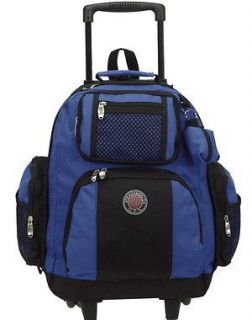 18 Blue Rolling Bag Backpack Bookbag Travel Trolley Carry On