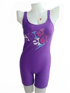NWT Womens Speedo Lycra Legsuit One Piece Swimsuit Purple L / 33
