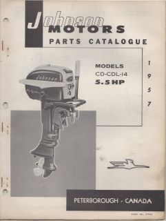 1957 JOHNSON OUTBOARD MOTOR 5.5 HP PARTS MANUAL USED