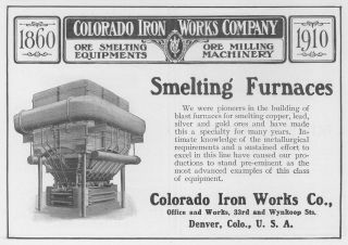   Iron Works Company Smelting Furnaces Copper Gold Ores Original Ad