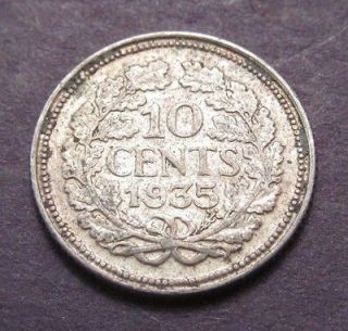 Newly listed Old Netherlands 10c 1935 World Coin Silver Nederlanden