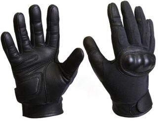 KEVLAR Tactical Combat Gloves Hard KNUCKLE Black Leather Fire 