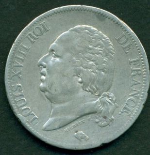 FRENCH ROYAL COIN LOUIS XVIII 5 FRANCS 1819 B