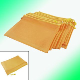 12 Pcs A4 Paper Two Compartments Zipper Closure Yellow PVC File Folder 