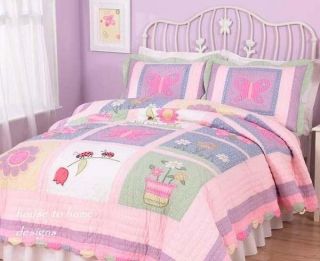 GIRLS PINK BUTTERFLY LADYBUG ANNAS DREAM BED TWIN FULL