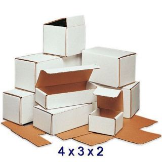 100   4 x 3 x 2 White Corrugated Shipping Mailer Packing Box Boxes