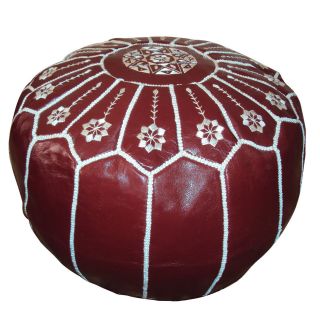 Moroccan Pouf Ottoman Footstool Poof Pouffe of Genuine leather Jasmine 