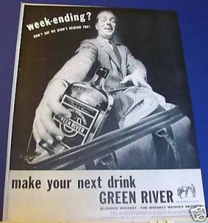 1937 Green River Whiskey Ad pack a pint suitcase