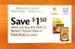 10 FOOD PASTA COUPONS ☀☀ $1.50/1 ANY BERTOLLI FROZEN MEAL OR SOUP 