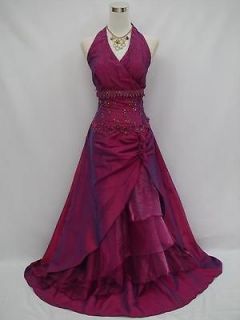 Cherlone Plus Size Satin Dark Purple Lace Ball Gown Wedding/Evenin​g 