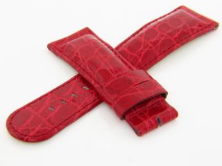 Grimoldi 22mm Italy Made Red Crocodile Watch Band Strap