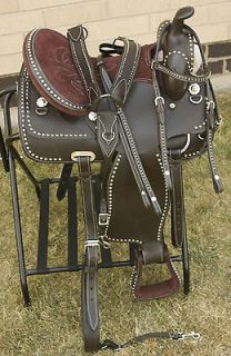 New 17 Brown Parade Texas Show Western Horse Trail Leather Saddle Tack 