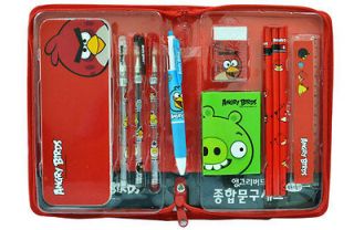 ANGRY BIRD Stationary SetPouch+Pencil case+Various pens+Ruler+Eraser 