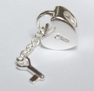 Pandora Bead 925 Silver Authentic Heart Lock with Key Charm 790971