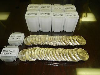 1922 Peace Dollar BU 100 Coins 5 Rolls of 20 Coins Tremendous Luster