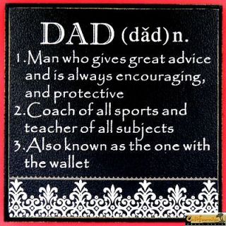 DECORATIVE DAD PLAQUE FATHERS DAY black beige humorous wood MDF faux 