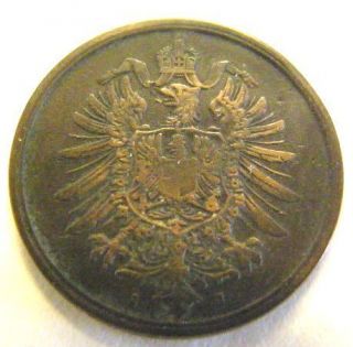 1875 GERMAN EMPIRE 2 Pfennig J Mint Mark Nice One TAKE A PEEK