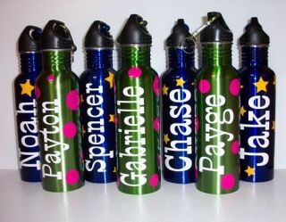 PERSONALIZED ALUMINUM WATER BOTTLE POLKA DOT CHEER