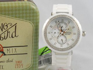 Fossil Womens Allie White Ceramic Crystal Watch CE1008