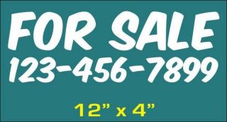 FOR SALE Sign Your Phone Number Decal Sticker car truck