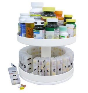   Medicine Center Pill Container Holders Pill Box Holders Rotates 360