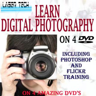LEARN DIGITAL PHOTOGRAPHY TRAINING 4 DVD VIDEO TUTORIALS GUIDE &FLICKR 