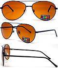 Aviator Black Sunglasses Blue Block Amber Lenses Retro Classic 22BB