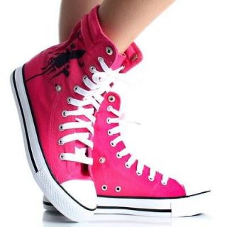   Bunny Womens High Top Sneakers Skate Shoes Pink Lace Up Boots Size 6